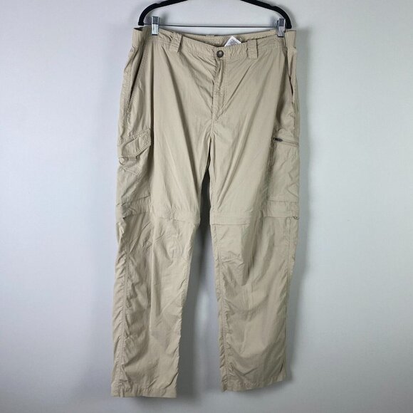 Columbia Silver Ridge Convertible Hiking Pants Mens 40x32 Cargo Beige Nulon - Picture 1 of 11